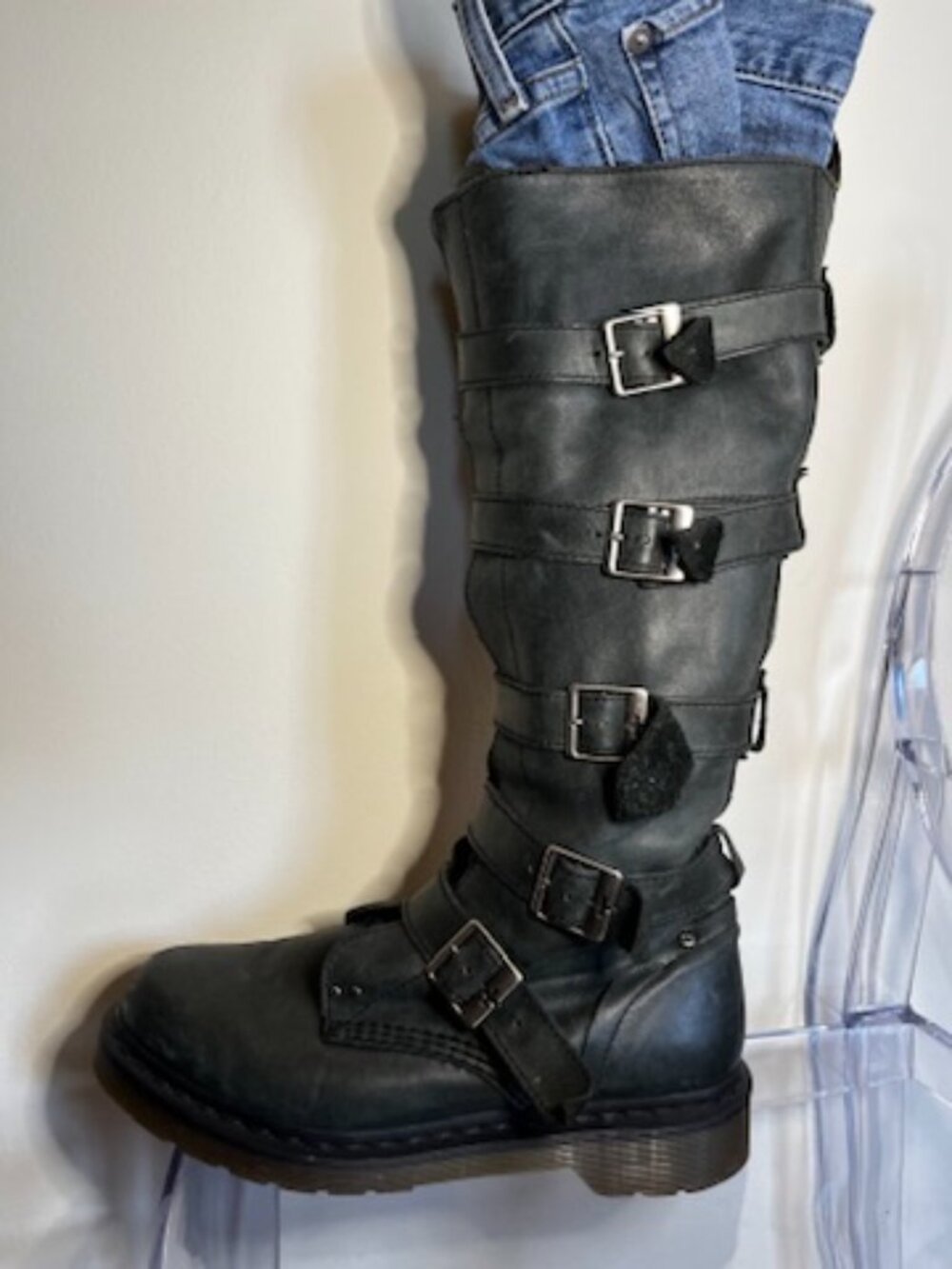 RARE Dr. Martens "Phina" 5 buckle-strap knee-high leather boots - Picture 5 of 15